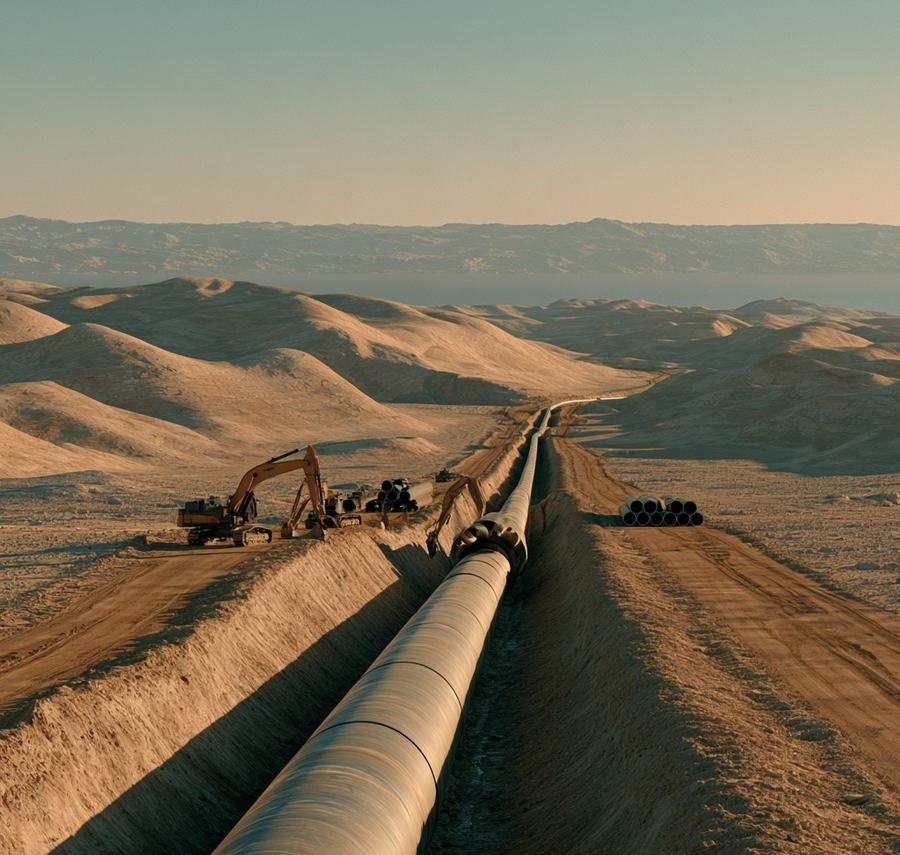 Ain Ghazal–As-Samra Wastewater Pipeline, AI-generated illustration