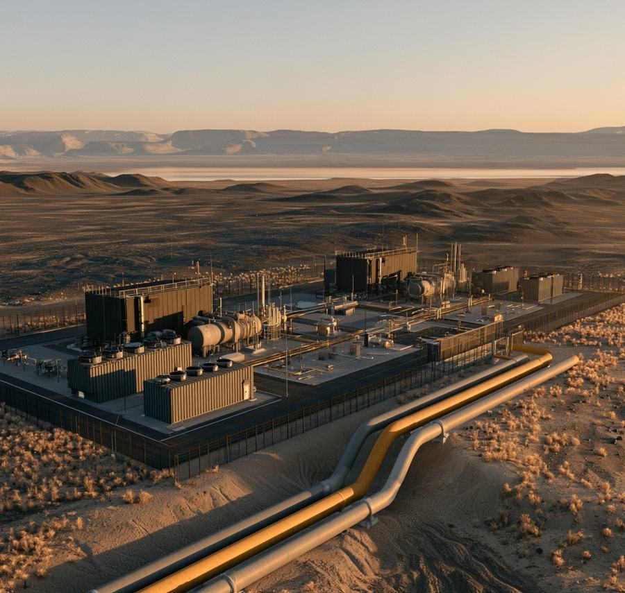 Al Khanasri Gas Compressor Station (Arab Gas Pipeline), AI-generated illustration
