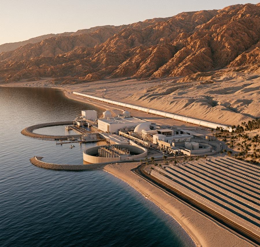 Aqaba–Amman Water Desalination & Conveyance Project (AAWDCP), AI-generated illustration
