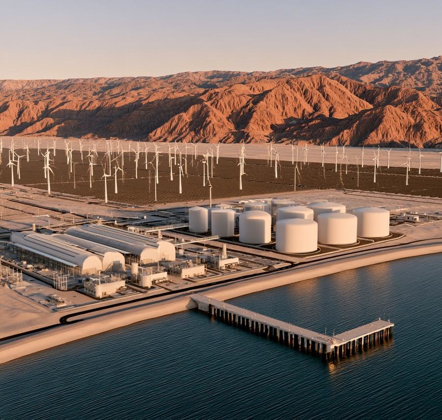 H2 Global Energy Aqaba Green Ammonia (1 Mt/yr), AI-generated illustration