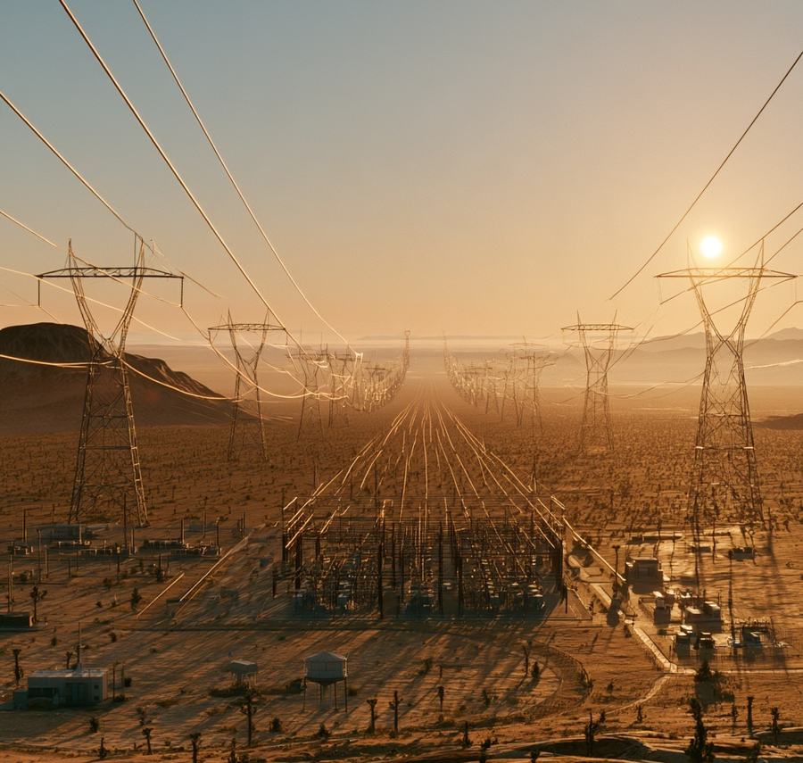 Jordan–Saudi Arabia Electricity Interconnection, AI-generated illustration