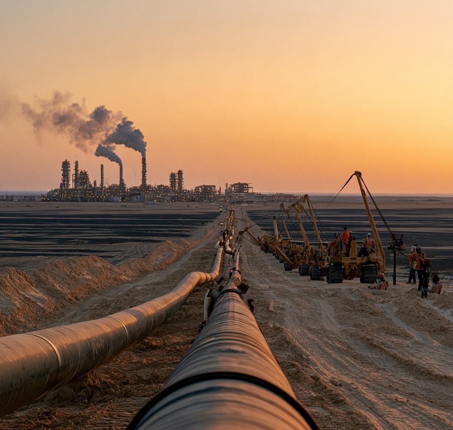 Risha - Al-Khansari Gas Pipeline & Processing Plant, AI-generated illustration