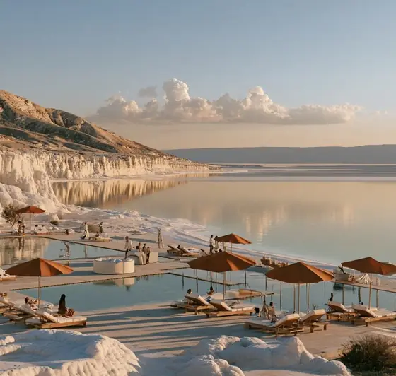 Al-Karak Touristic Beach (Dead Sea), AI-generated illustration