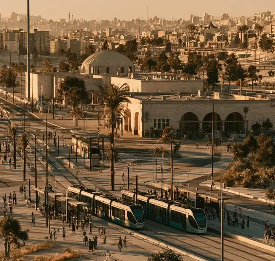 Al Mahatta–Queen Alia Airport Light Rail (LRT), AI-generated illustration