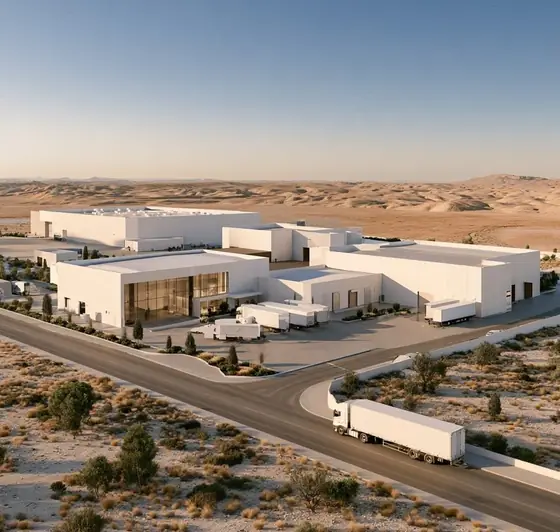 Al Muwaqqar Food Processing Complex, AI-generated illustration