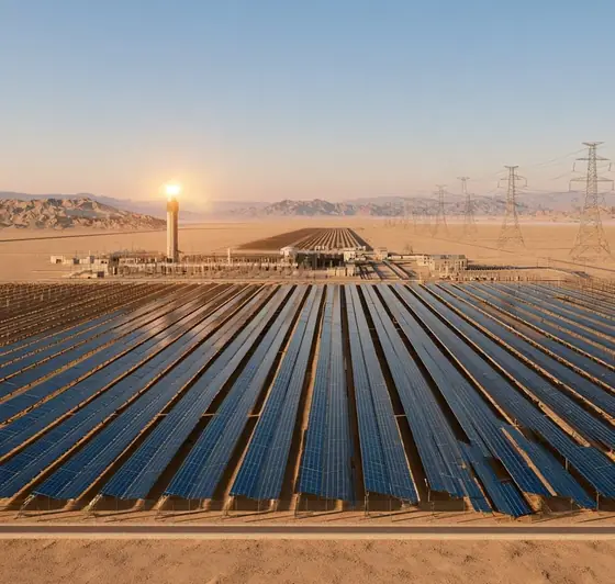 Al-Shams 100 MW Industrial Solar Plant, AI-generated illustration