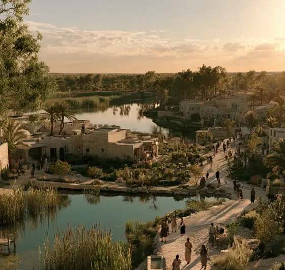 Bethany Village (Baptism Site), AI-generated illustration