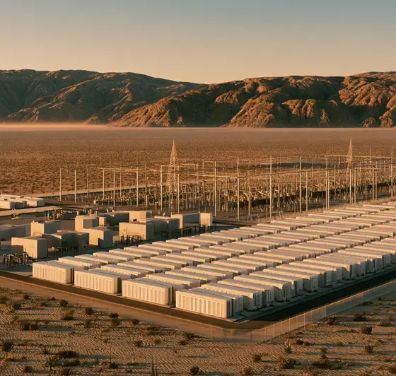 Battery Energy Storage System (100 MW / 4-Hour), AI-generated illustration