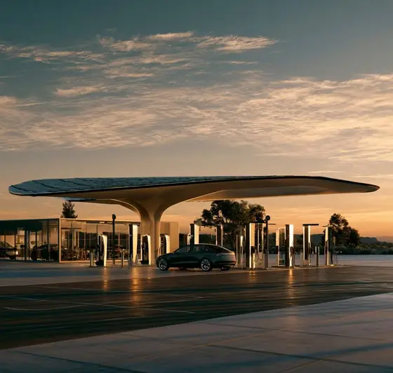 EV Charging Station & Maintenance Center, AI-generated illustration