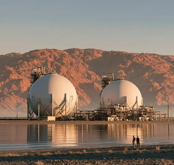 JPRC LPG Storage Spheres, South Aqaba, AI-generated illustration
