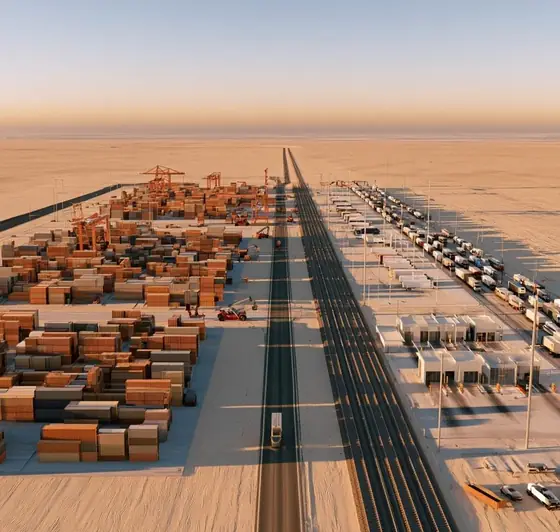 Mafraq Inland Port, AI-generated illustration