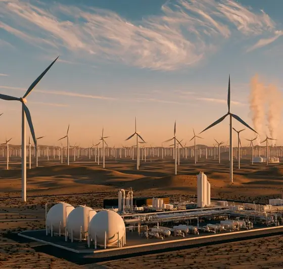 Masdar Green Hydrogen (1 GW Wind + H2), AI-generated illustration