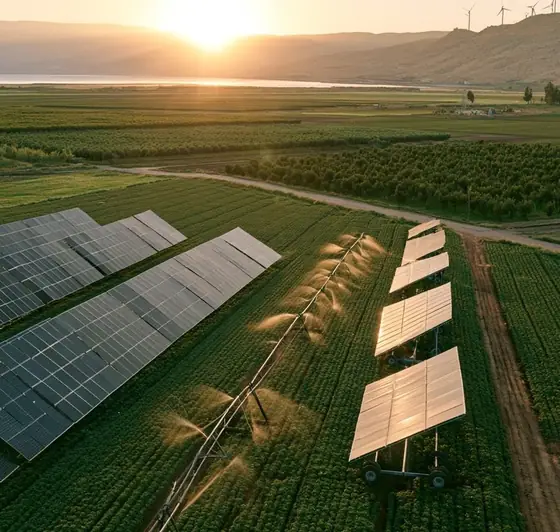 Modern Irrigation Systems & Alternative Energy, AI-generated illustration
