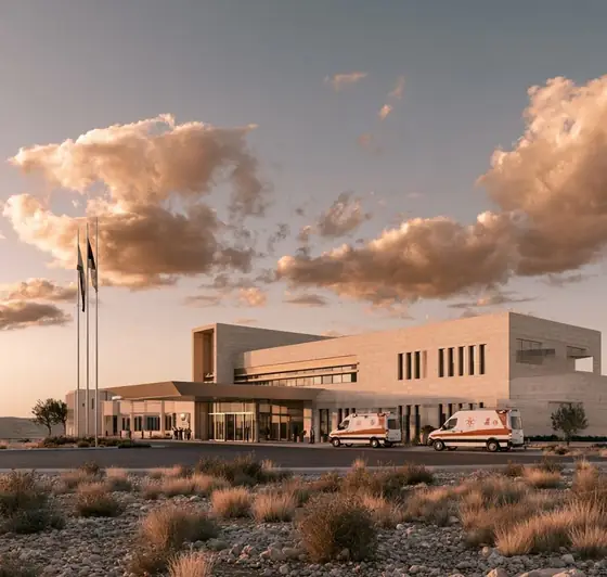 North Karak Ambulance & Emergency Facility, AI-generated illustration