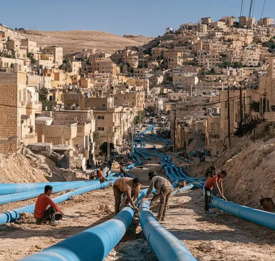 Northern Al-Salt & Al Hizam Water Networks, AI-generated illustration