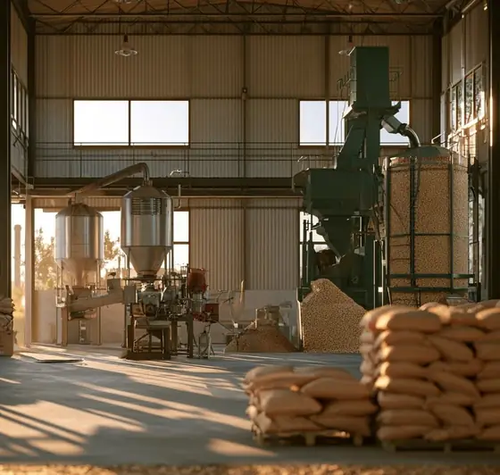 Food Factory Waste to Animal Feed, AI-generated illustration