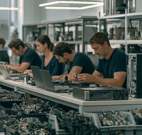 E-Waste Refurbishing & Raw Material Recovery, AI-generated illustration