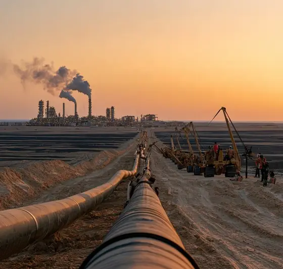 Risha - Al-Khansari Gas Pipeline & Processing Plant, AI-generated illustration