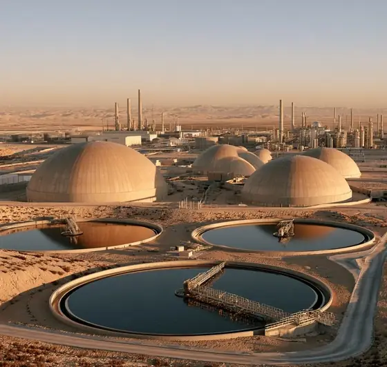 Sahab Industrial Wastewater Treatment Plant, AI-generated illustration