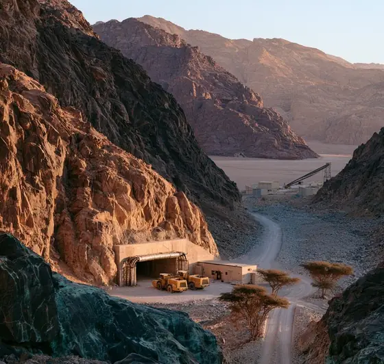 Wadi Khaled and Wadi Al-Nuhas Copper Mine, AI-generated illustration