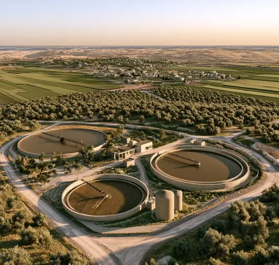 West Irbid Wastewater Treatment Plant, AI-generated illustration