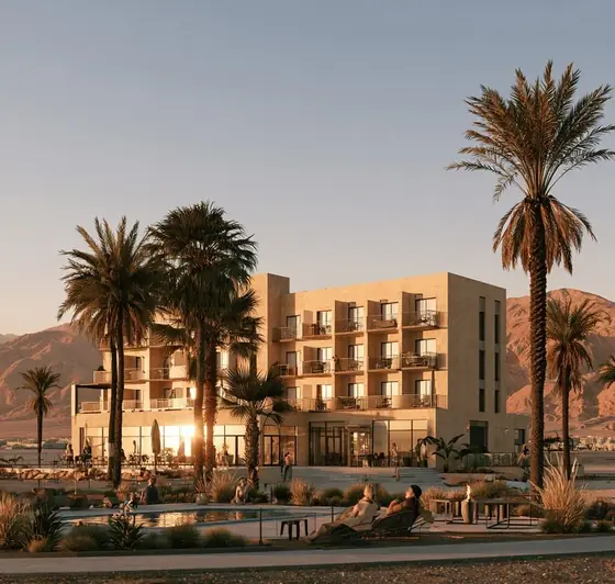Youth Village Hotel, AI-generated illustration
